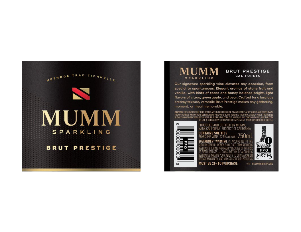TABC label artwork for Mumm Sparkling Brut Prestige