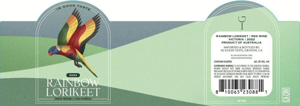TABC label artwork for RAINBOW LORIKEET VICTORIA RED