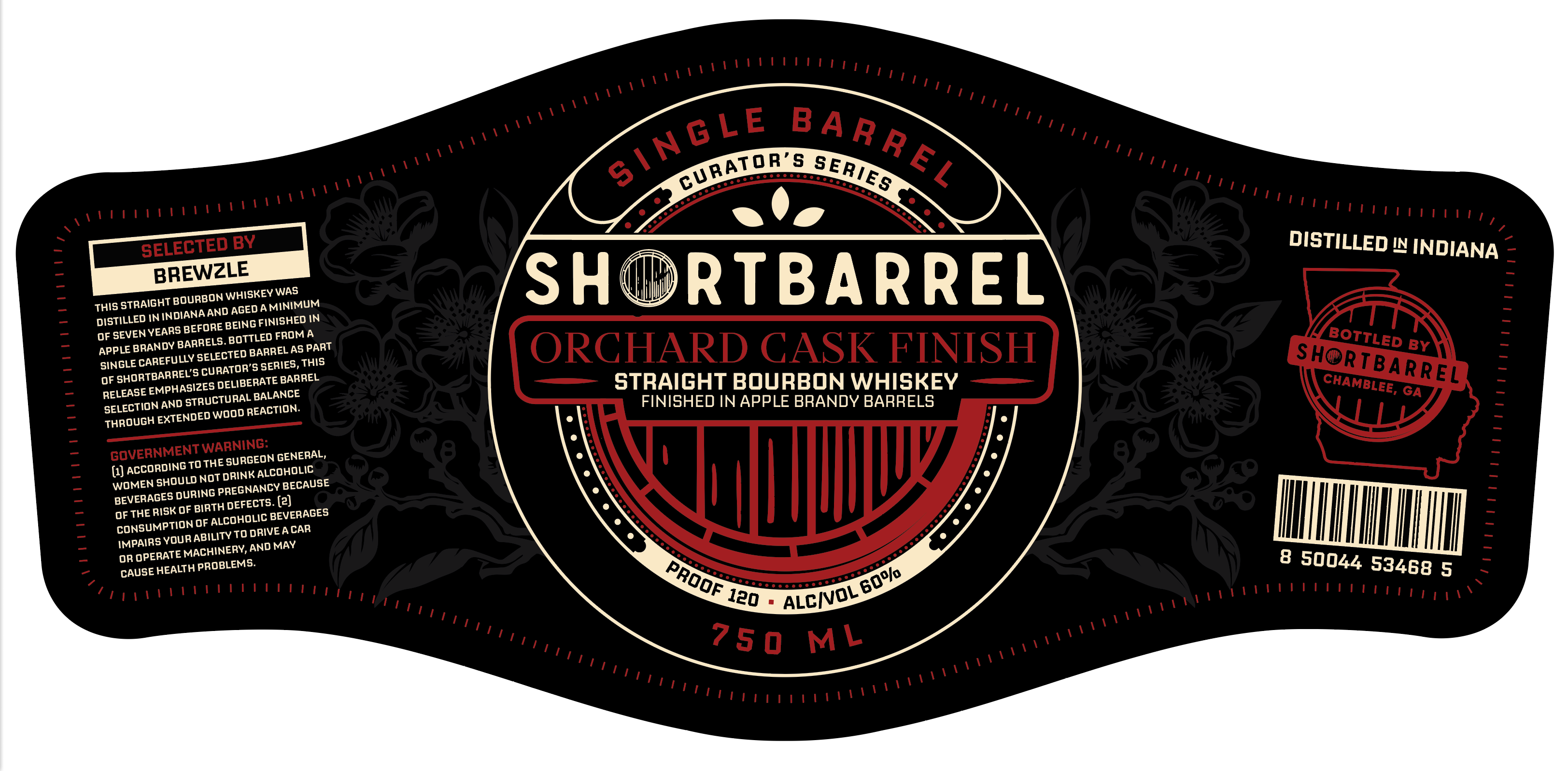 TABC label artwork for Shortbarrel Apple Brandy Finish