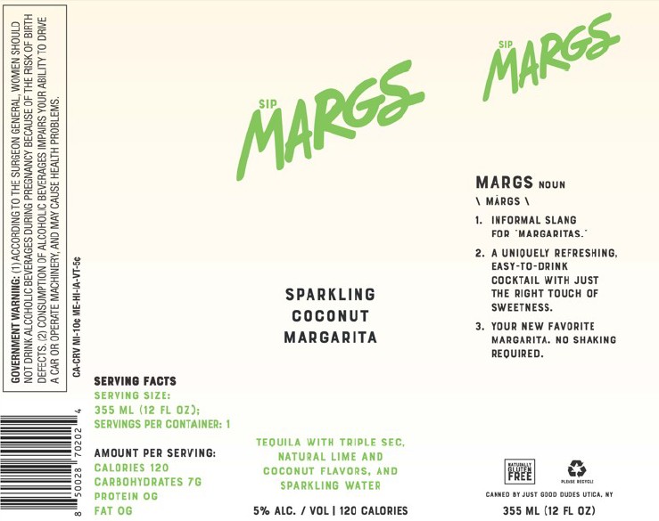 TABC label artwork for SIPMARGS SPARKLING COCONUT MARGARITA