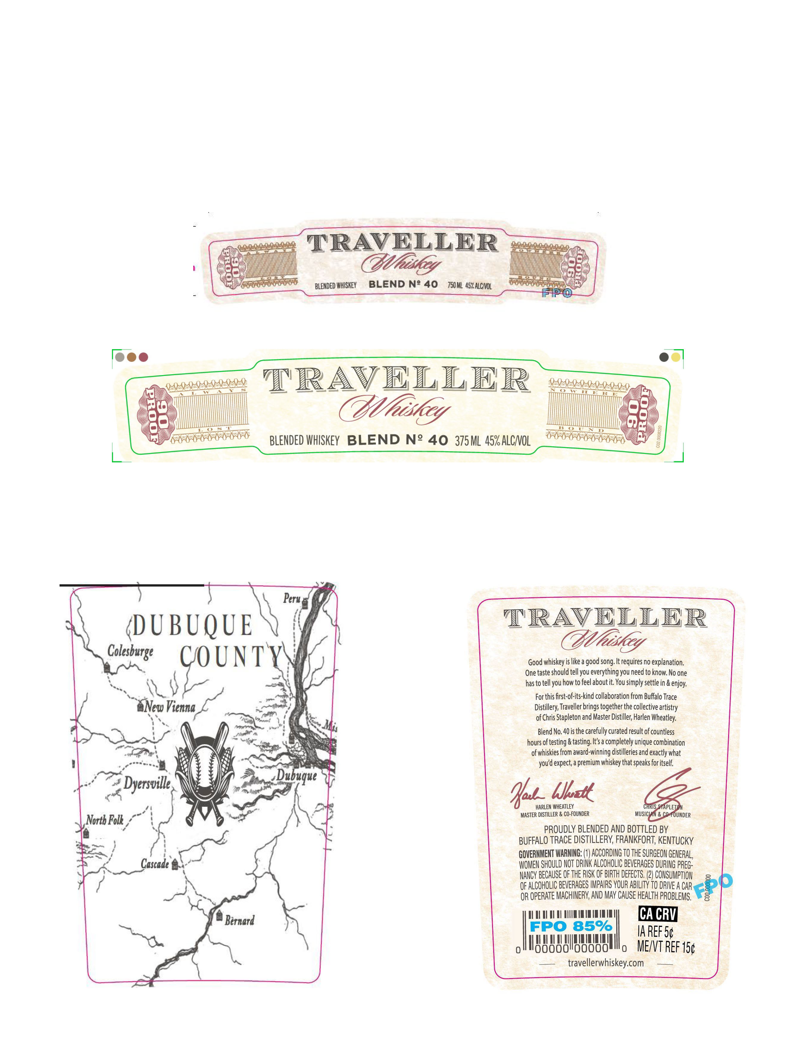 TABC label artwork for Traveller Whiskey Blend No. 40