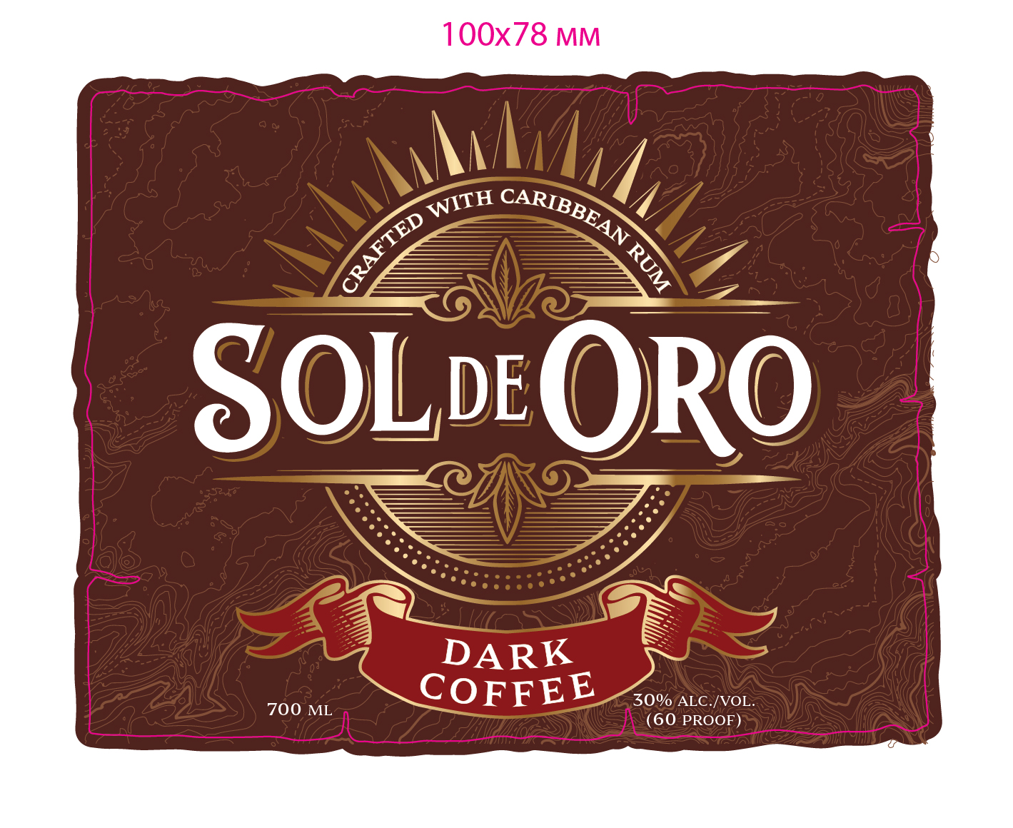 TABC label artwork for Spirit Drink Sol De Oro "Dark Coffee"