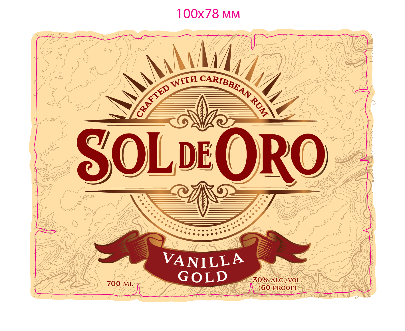 TABC label artwork for Spirit Drink Sol De Oro "Vanilla Gold"