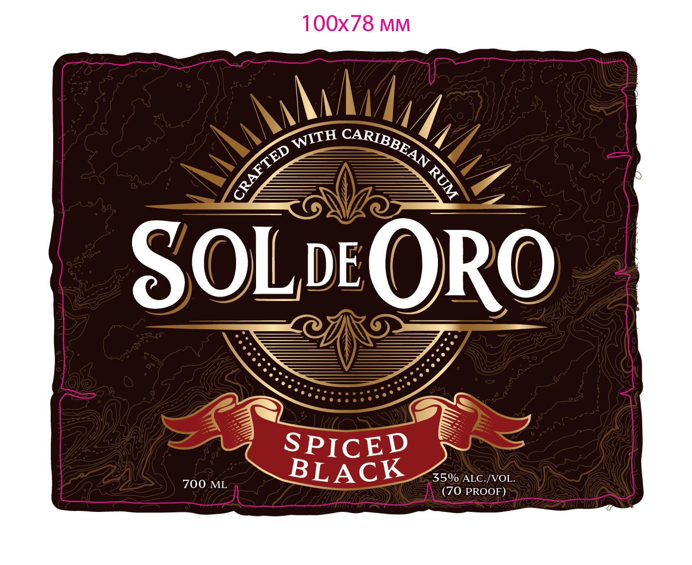 TABC label artwork for Spirit Drink Sol De Oro "Spiced Black"