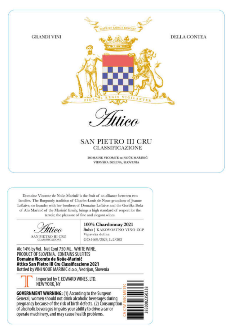TABC label artwork for DOMAINE VICOMTE DE NOUE MARINIC ATTICO CHARDONNAY