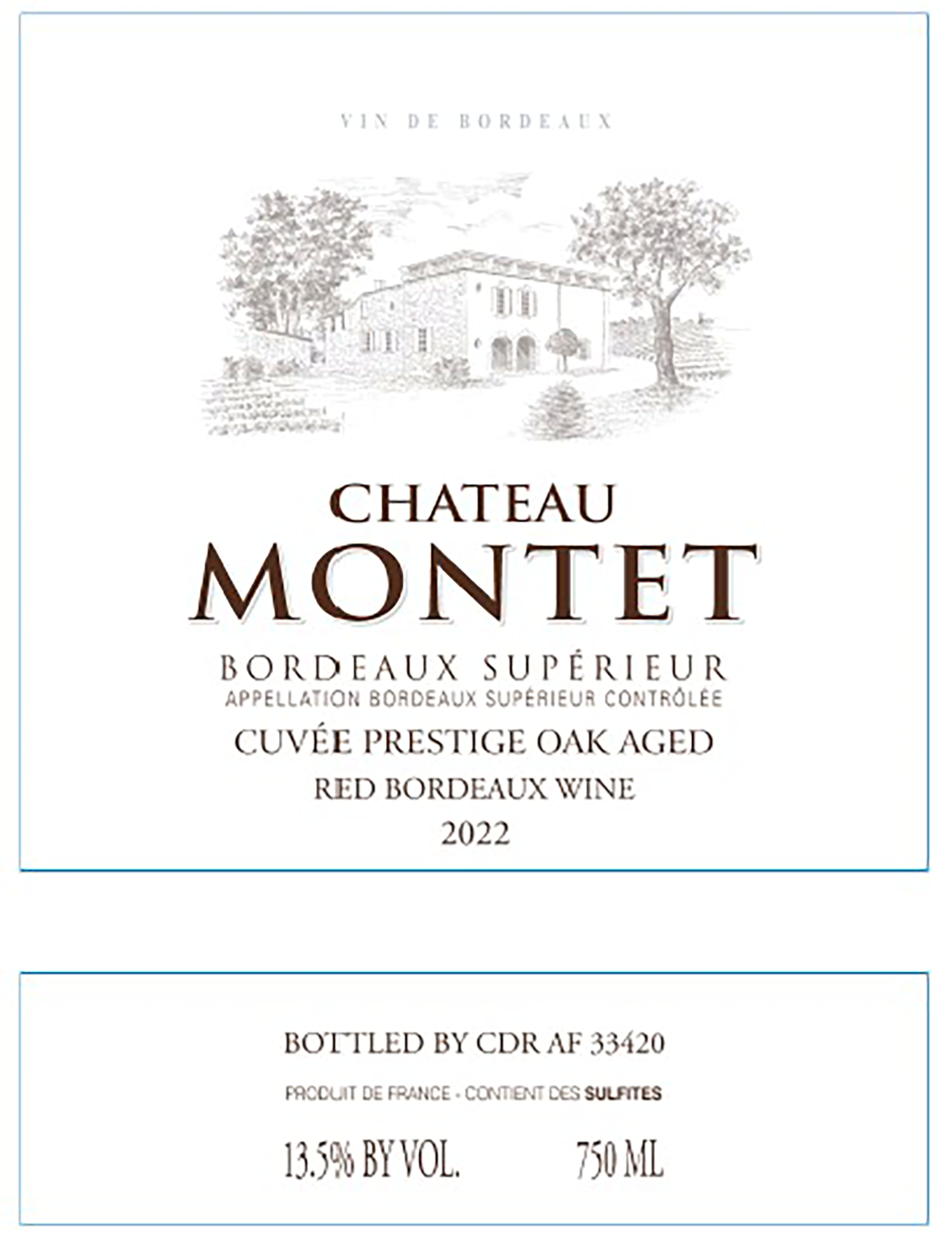 TABC label artwork for Chateau Montet Bordeaux Superieur Oak