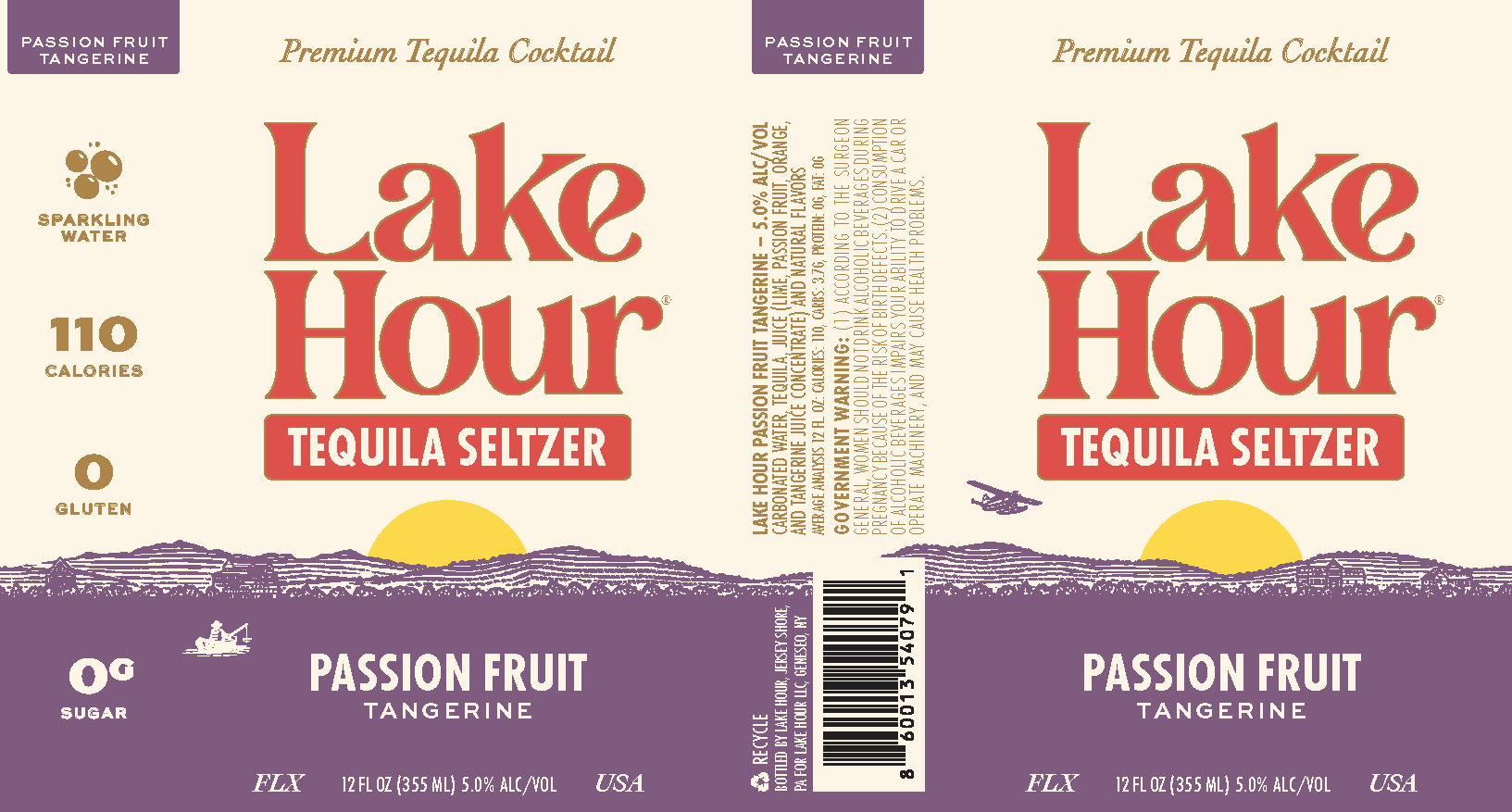 TABC label artwork for Lake Hour Passionfruit Tangerine Tequila Seltzer