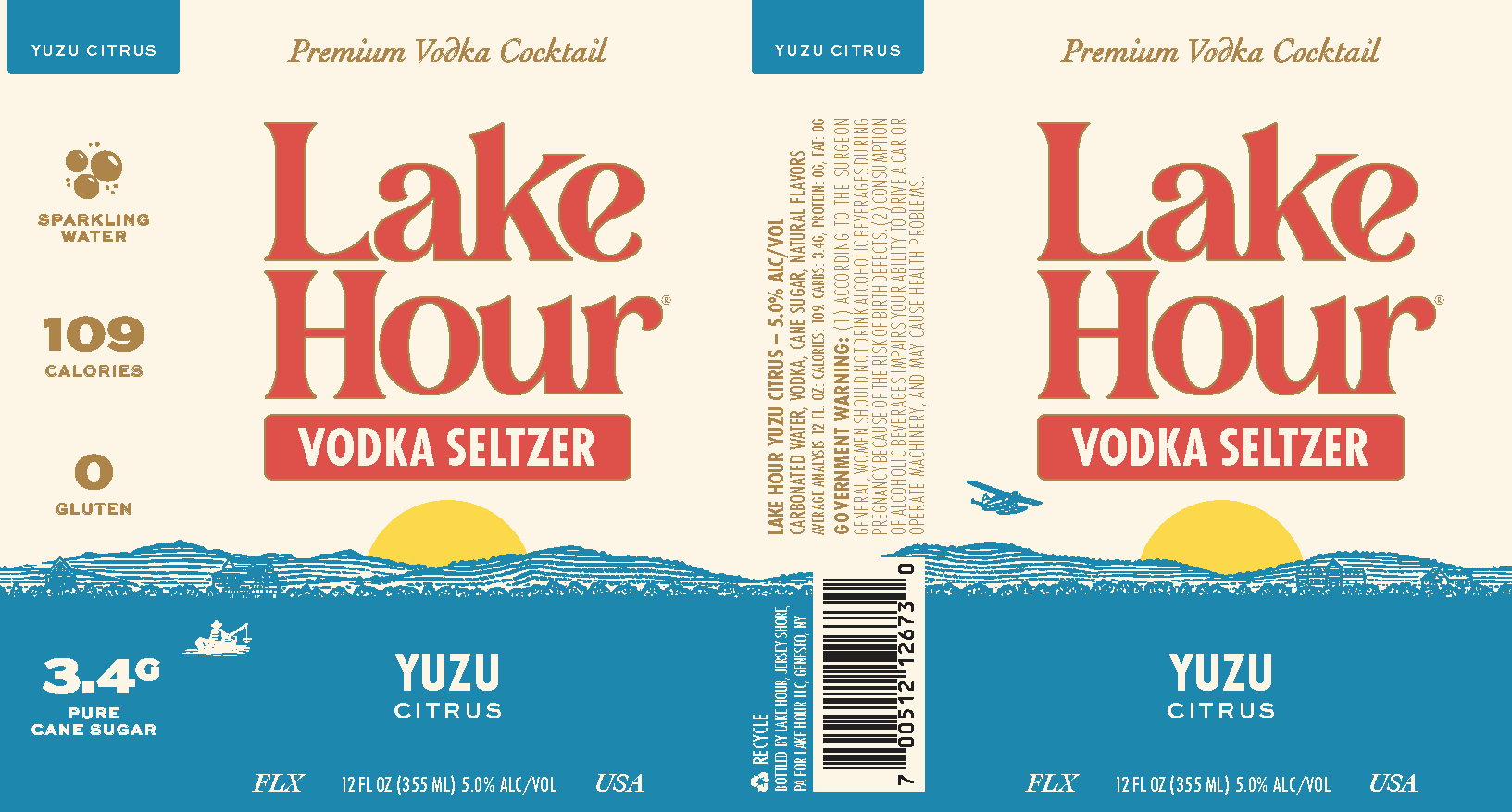 TABC label artwork for Lake Hour Yuzu Citrus Vodka Seltzer