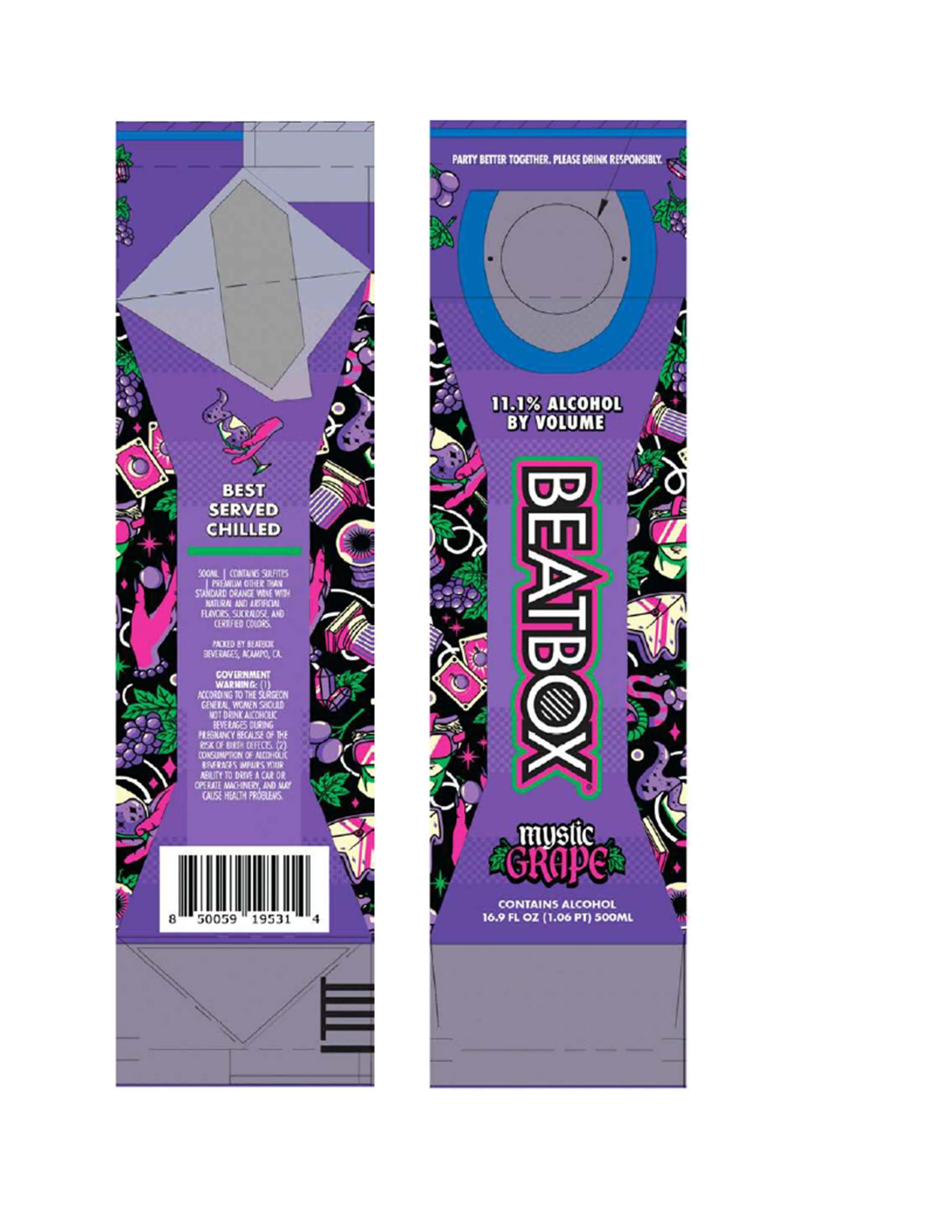 TABC label artwork for BEATBOX MYSTIC GRAPE