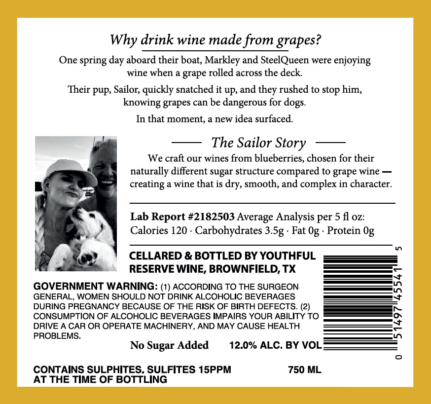 TABC label artwork for YOUTHFUL RESERVE BLEUET