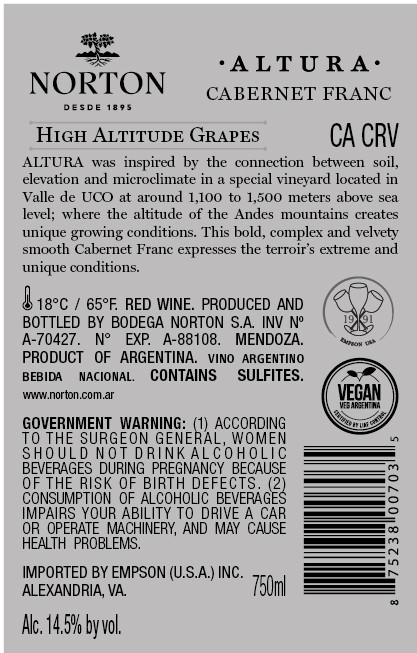 TABC label artwork for NORTON ALTURA CABERNET FRANC