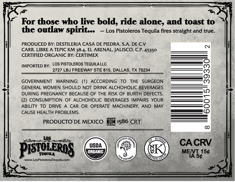 TABC label artwork for LOS PISTOLEROS TEQUILA BLANCO