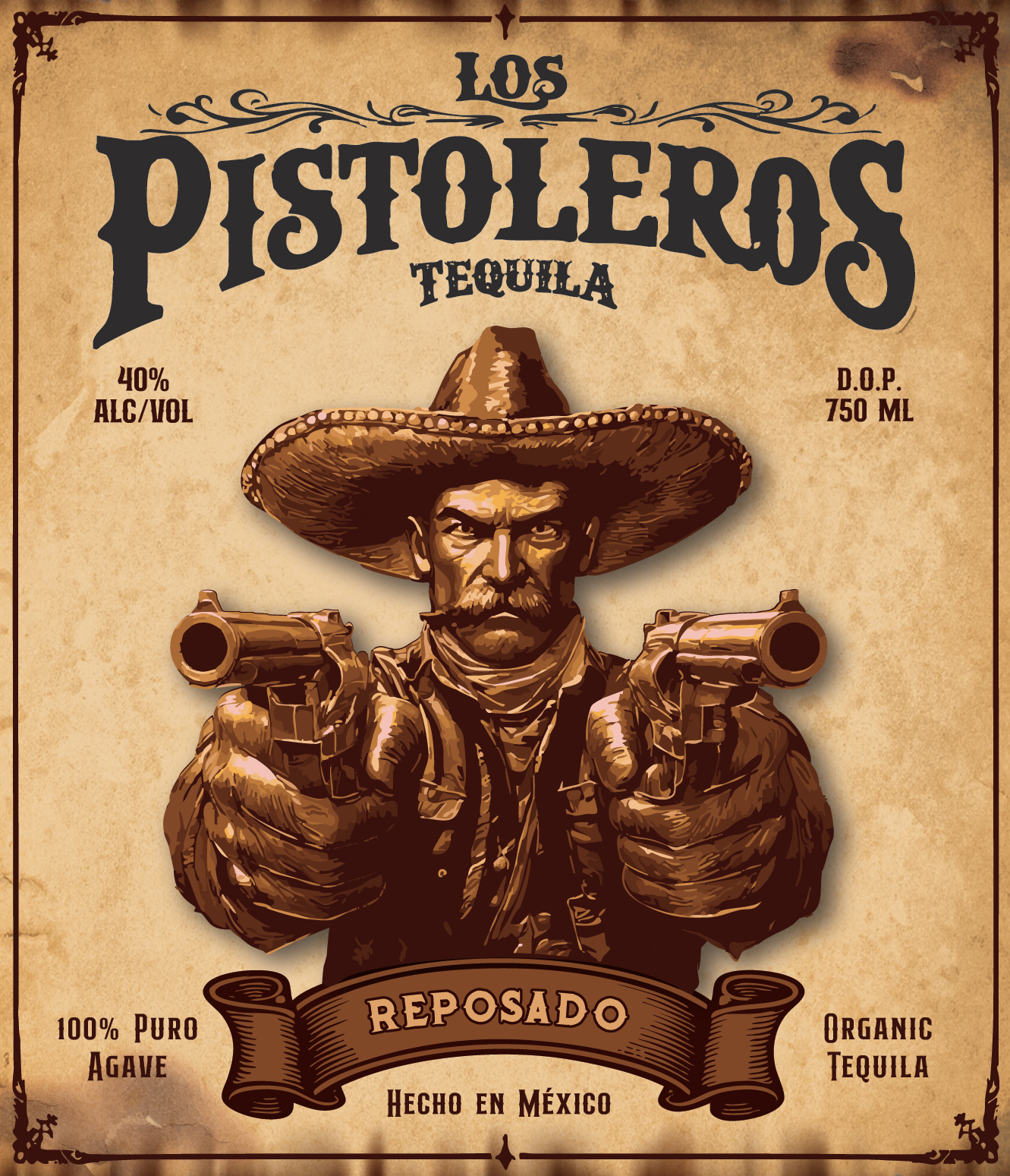 TABC label artwork for LOS PISTOLEROS TEQUILA REPOSADO
