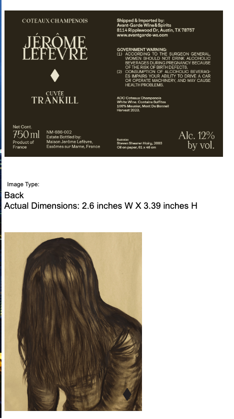 TABC label artwork for JEROME LEFEVRE TRANKILL MEUNIER