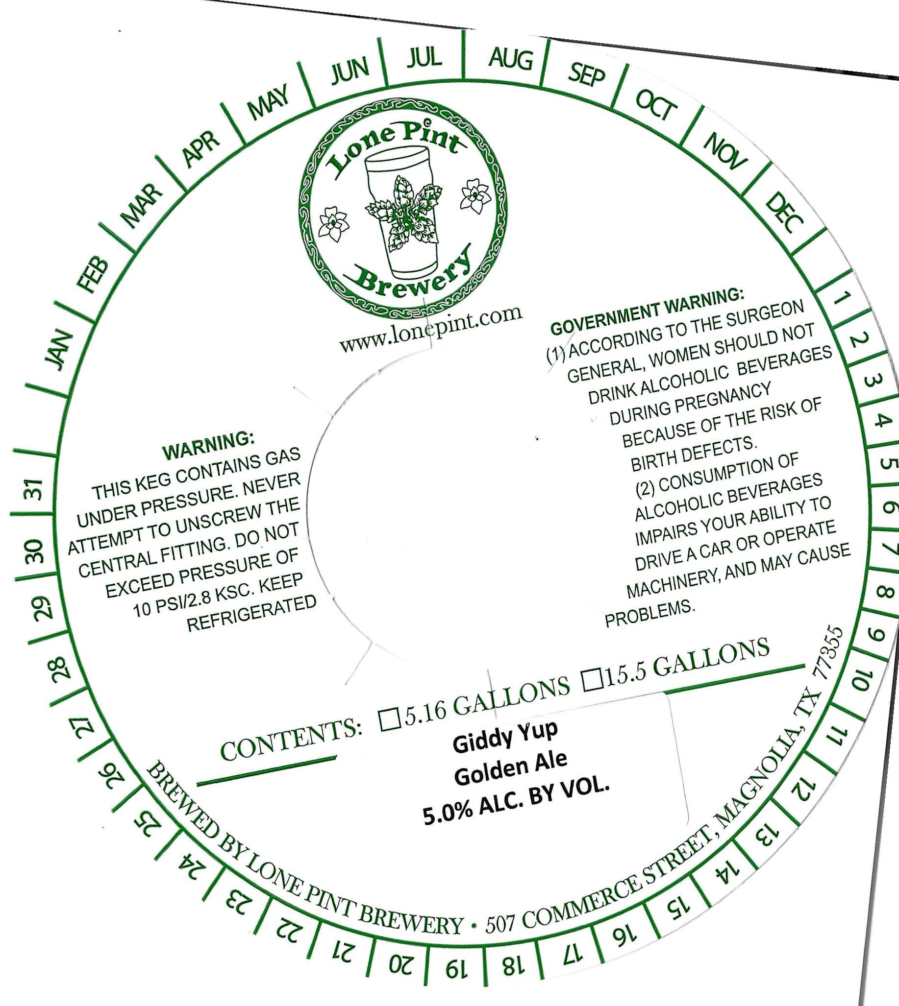 TABC label artwork for Giddy Yup Golden Ale