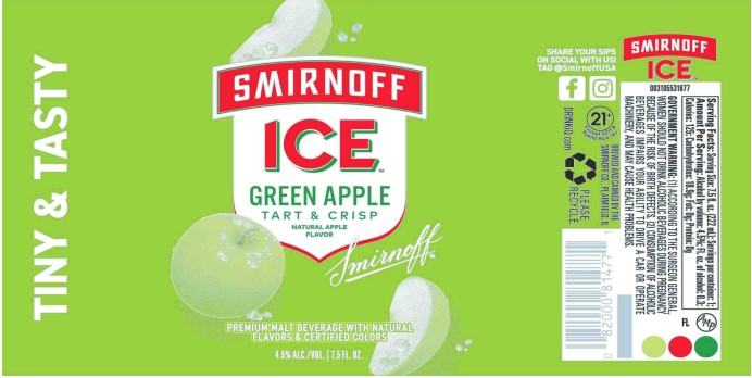 TABC label artwork for Smirnoff Ice Green Apple