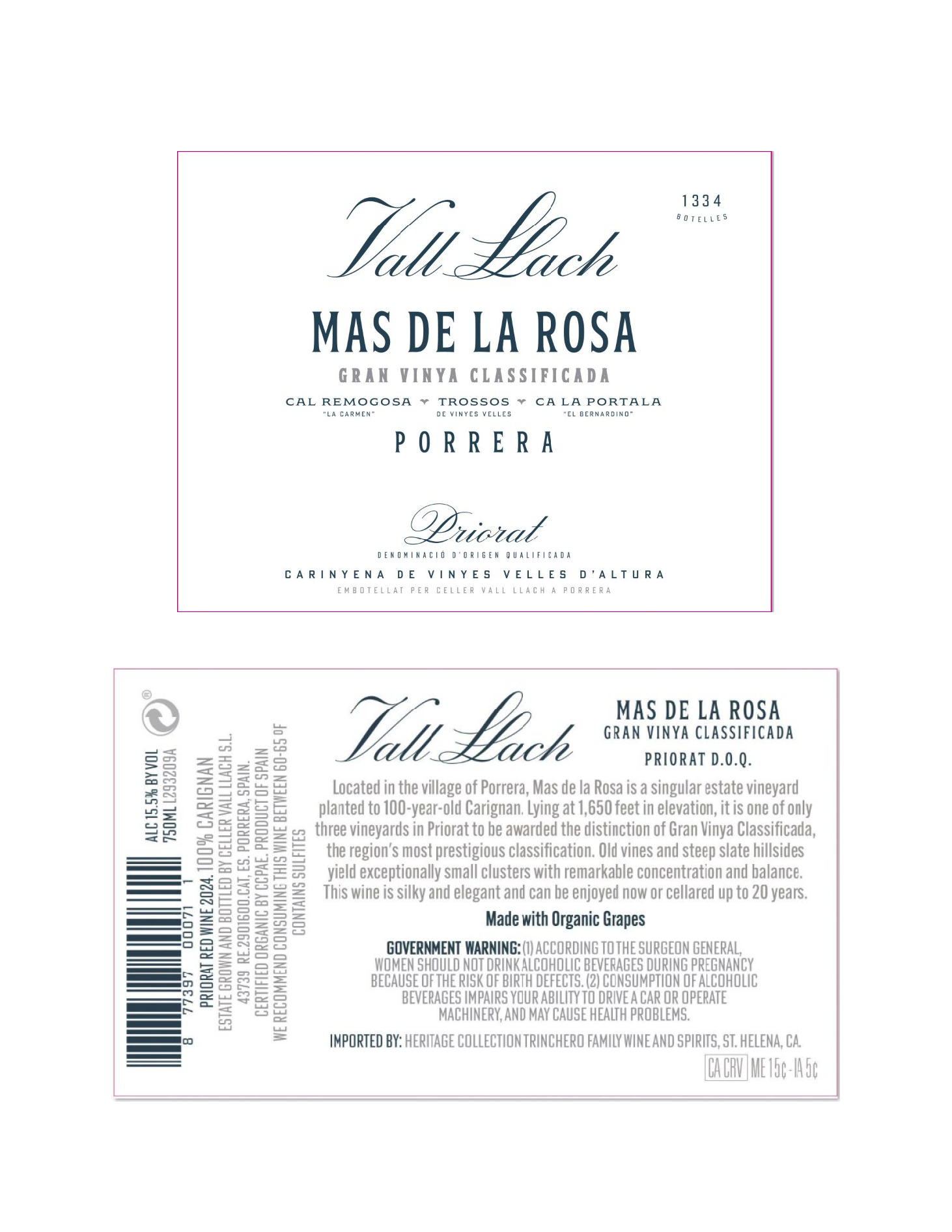 TABC label artwork for Vall Llach Mas De La Rosa