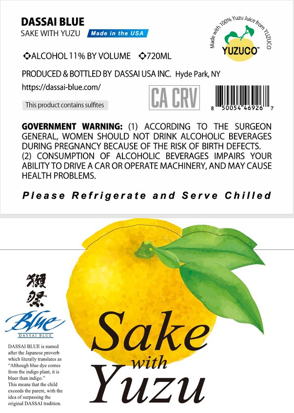 TABC label artwork for DASSAI BLUE SAKE SAKE WITH YUZU