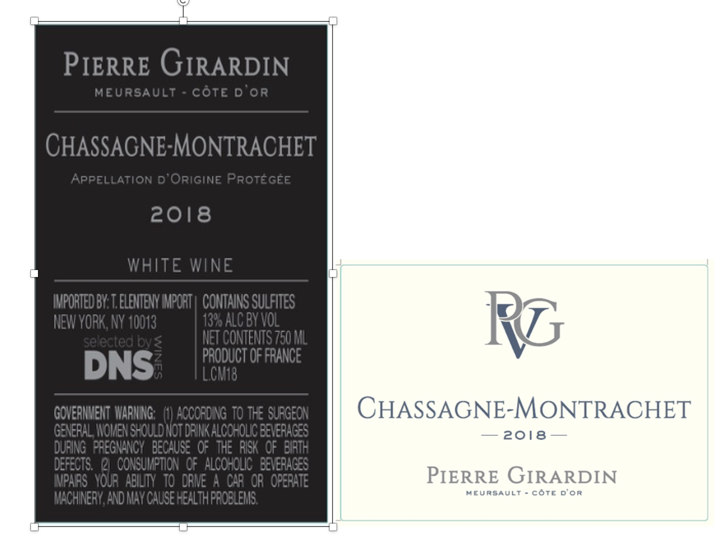 TABC label artwork for PIERRE GIRARDIN CHASSAGNE MONTRACHET