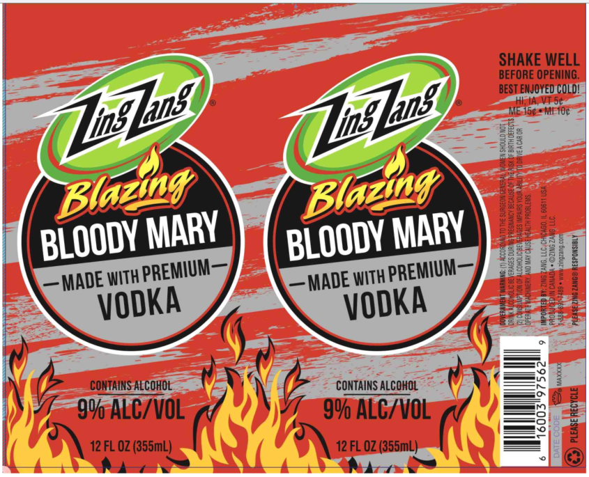 TABC label artwork for Zing Zang Blazing Bloody Mary