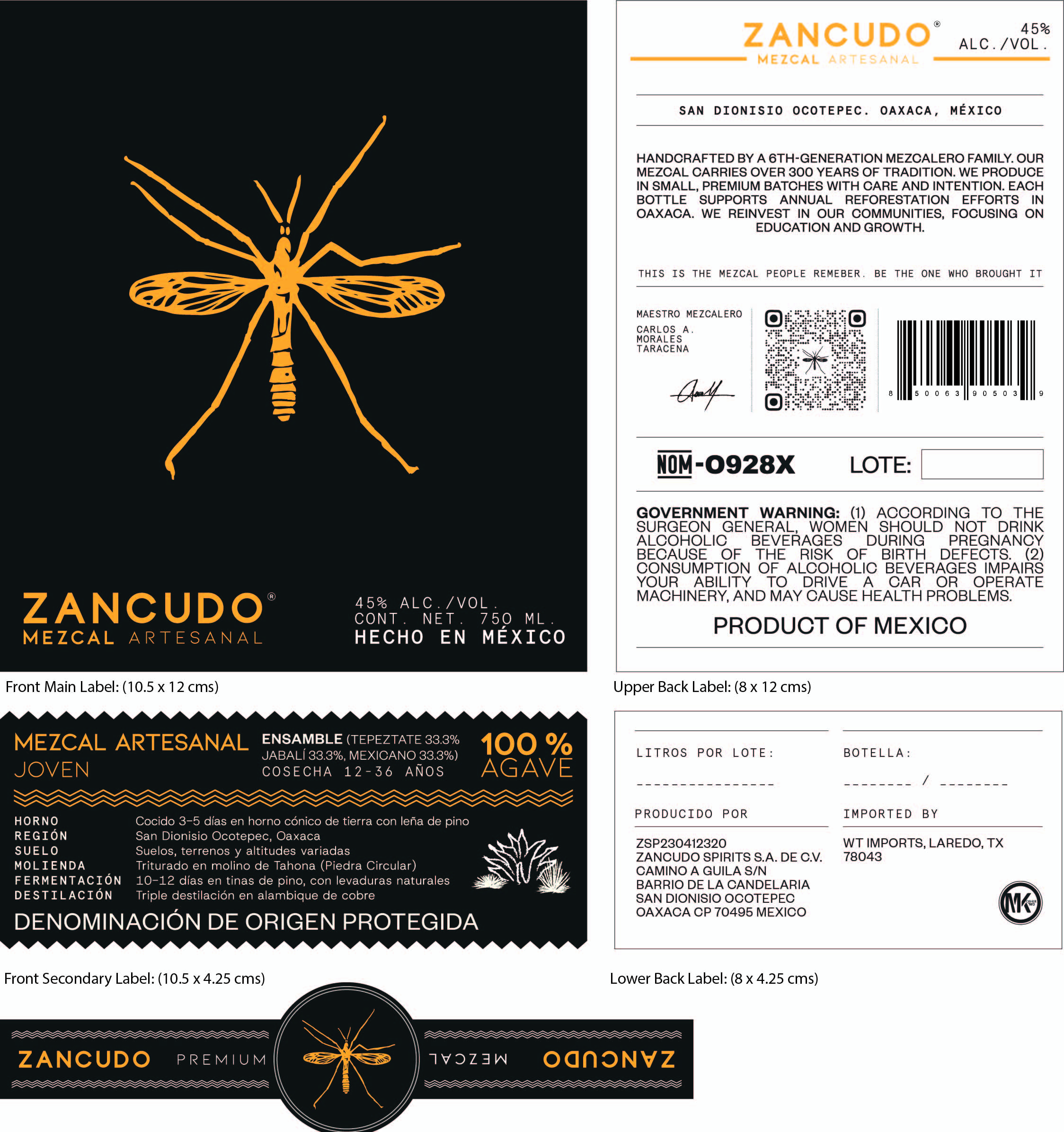 TABC label artwork for Zancudo Mezcal Ensamble