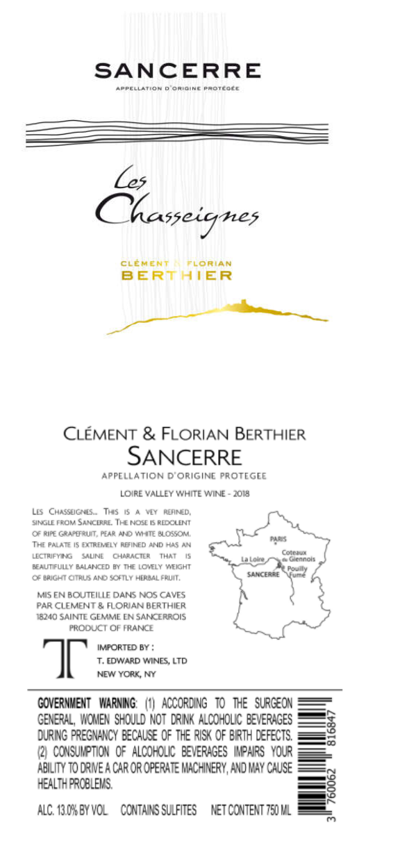 TABC label artwork for Clement & Florian Berthier Les Chasseignes