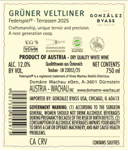 TABC label artwork for Domane Wachau Federspiel Terrassen