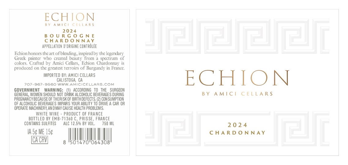 TABC label artwork for Echion Chardonnay Burgundy by Amici Cellars