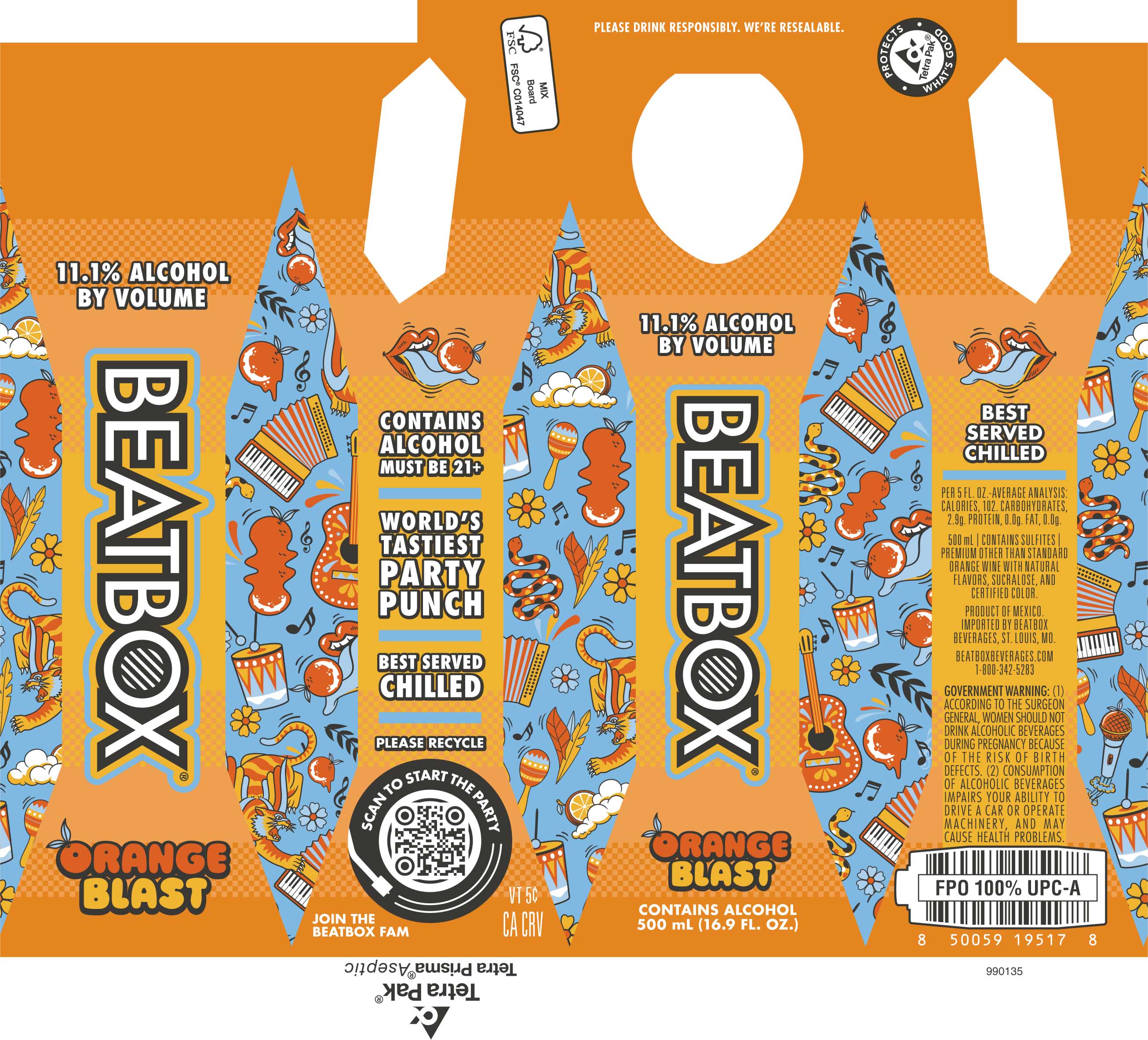 TABC label artwork for BEATBOX ORANGE BLAST