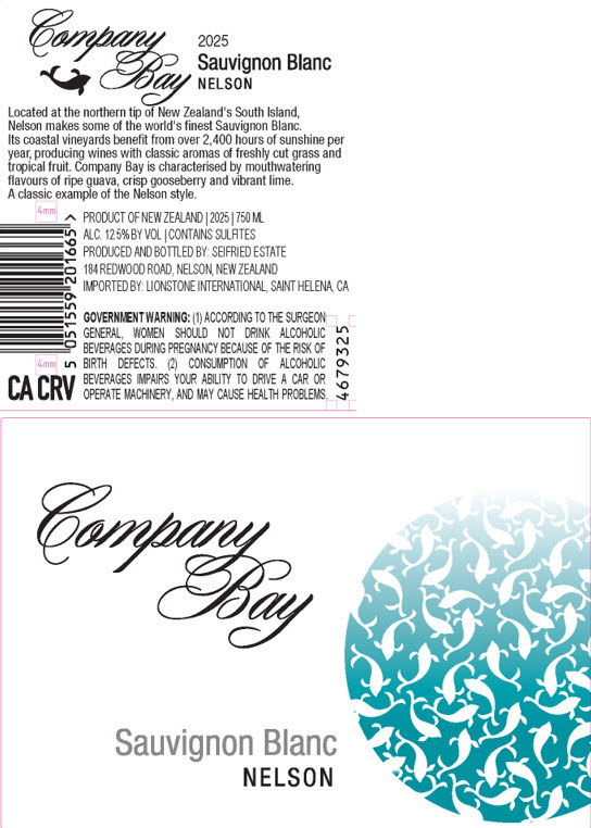 TABC label artwork for Company Bay Nelson Sauvignon Blanc, New Zealand