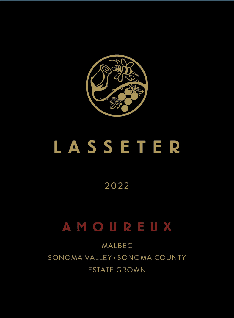 TABC label artwork for Lasseter Malbec, Sonoma Valley, Amoureux