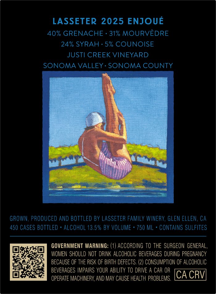 TABC label artwork for Lasseter Justi Creek Sonoma Valley, Enjoue