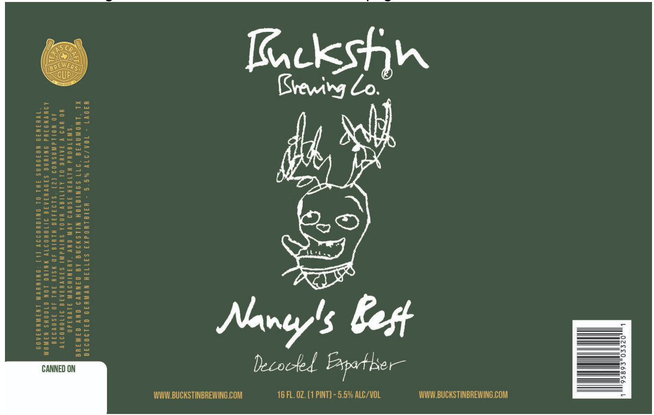 TABC label artwork for Nancy's Best