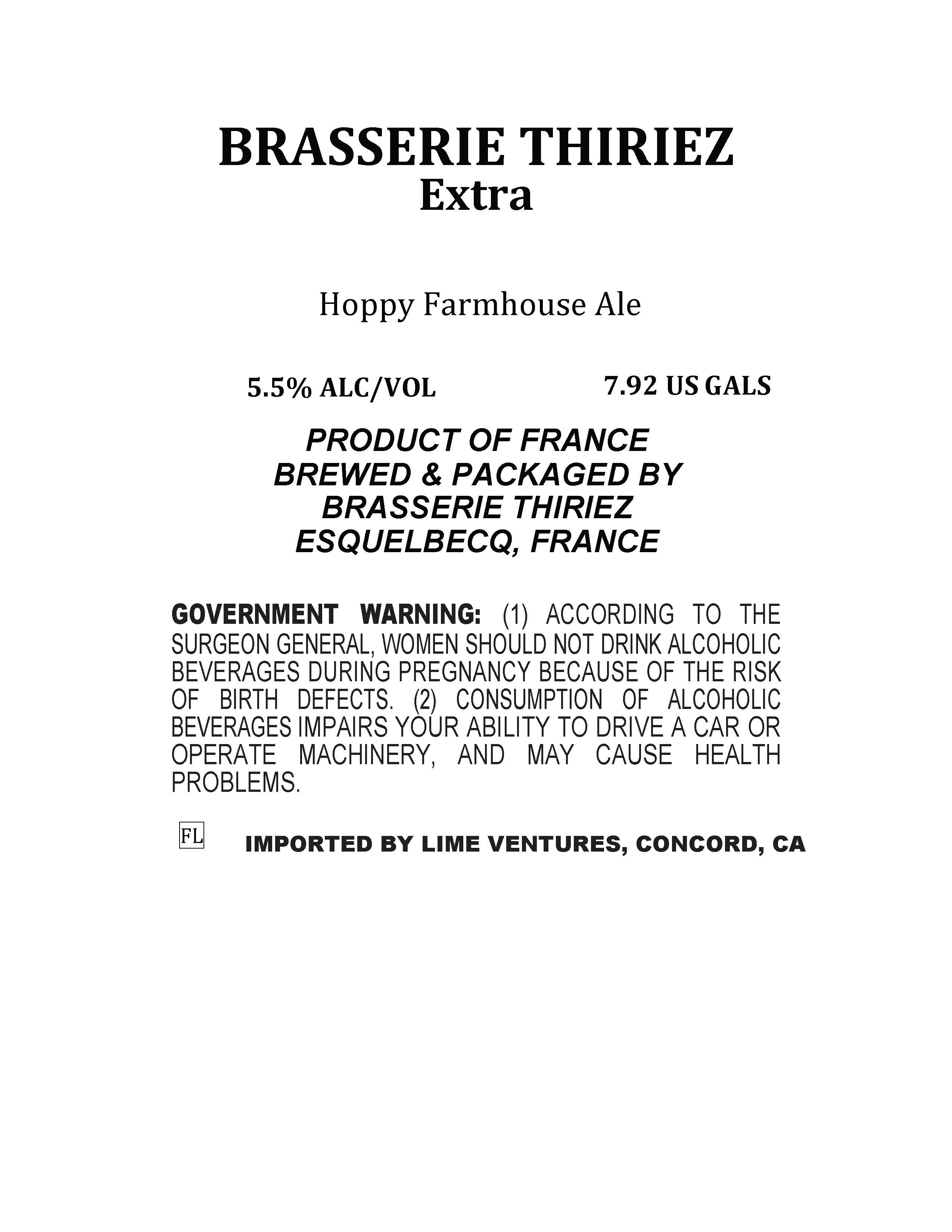 TABC label artwork for Thiriez Extra
