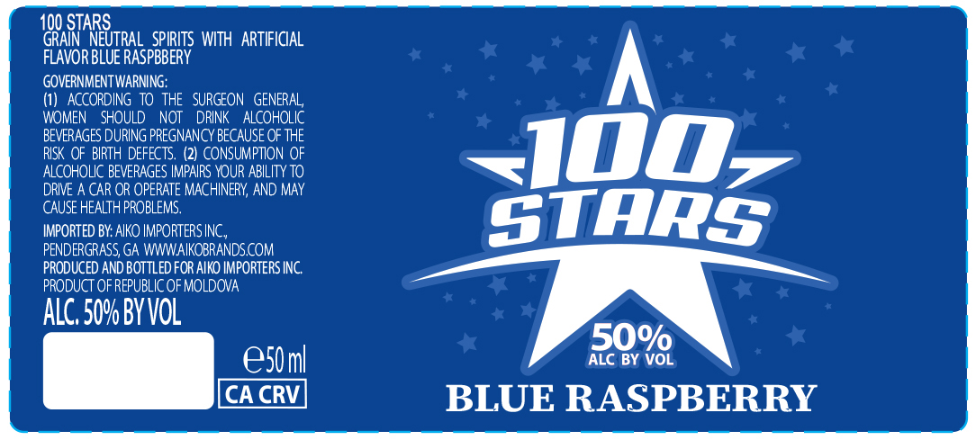 TABC label artwork for 100 Stars Blue Raspberry