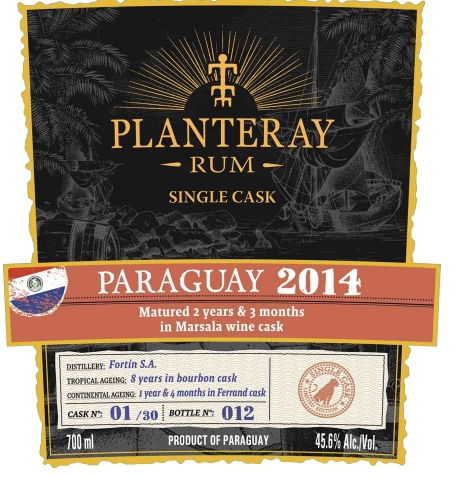 TABC label artwork for Planteray Rum Single Cask 2026 Paraguay 2014 Marsala Cask