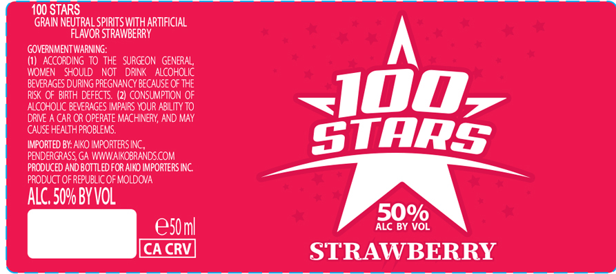 TABC label artwork for 100 Stars STRAWBERRY