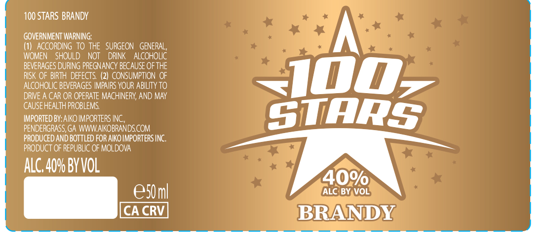 TABC label artwork for 100 Stars Brandy