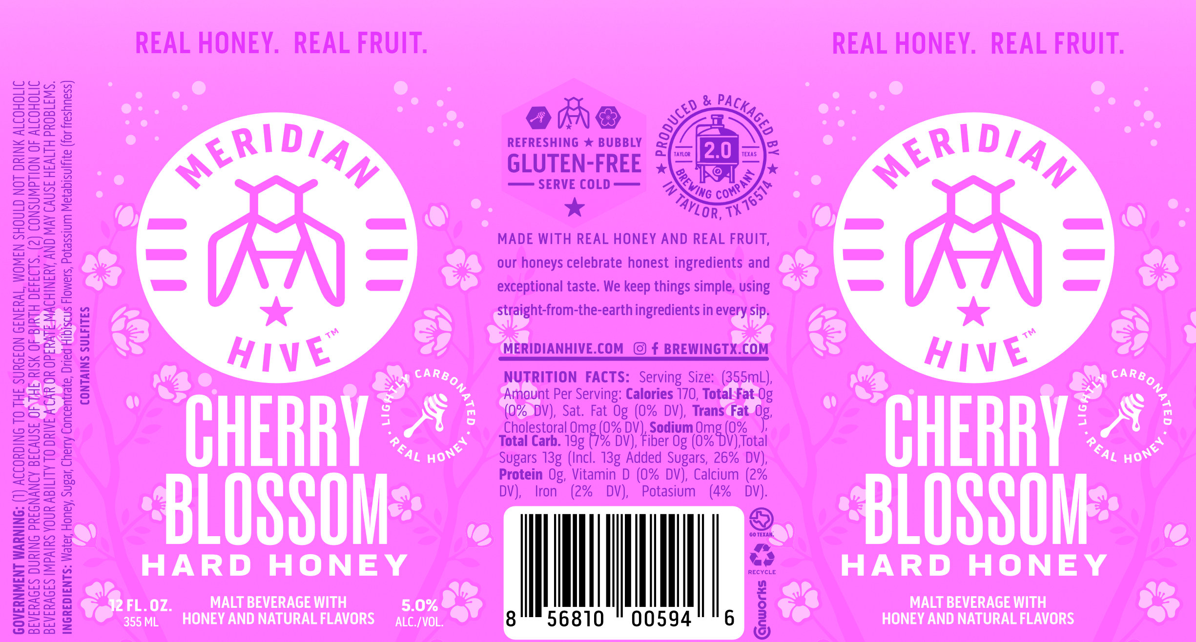 TABC label artwork for Cherry Blossom Hard Honey