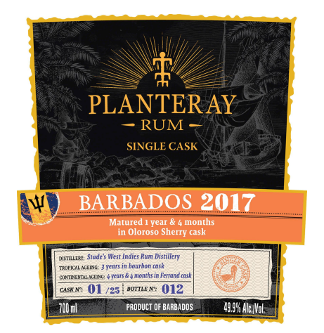 TABC label artwork for Planteray Rum Single Cask 2026 Barbados 2017 Oloroso Sherry Cask