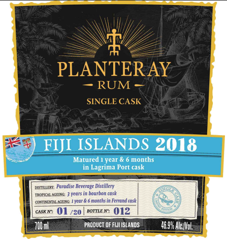 TABC label artwork for Planteray Rum Single Cask 2026 Fiji Islands 2018 Lagrima Port Cask