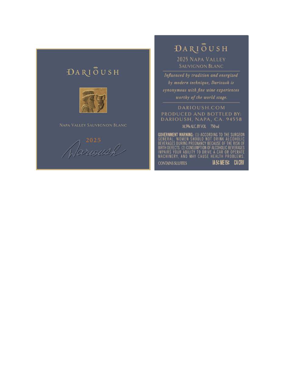 TABC label artwork for Darioush Sauvignon Blanc, Napa Valley