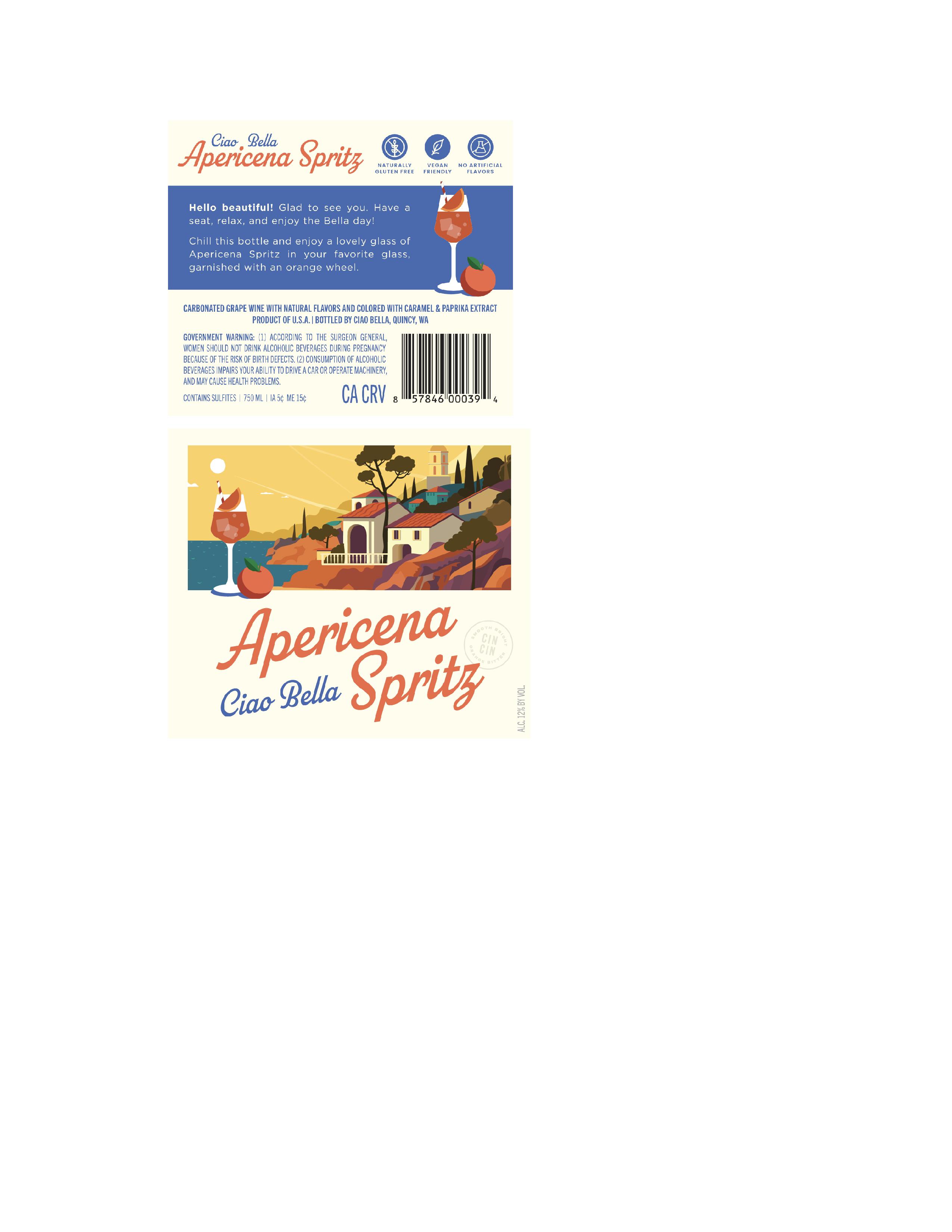 TABC label artwork for Ciao Bella Apericena Spritz