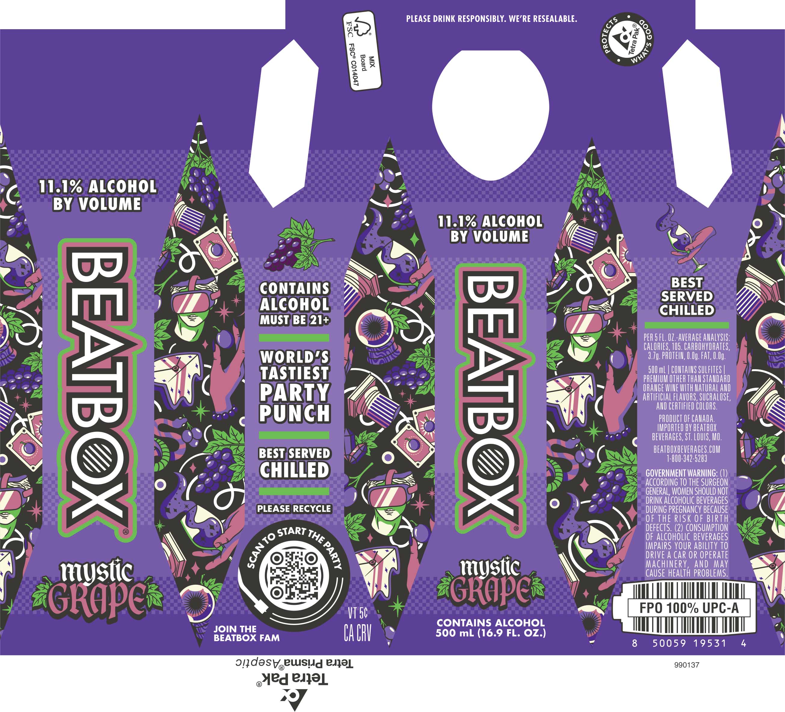 TABC label artwork for BEATBOX BEVERAGES MYSTIC GRAPE