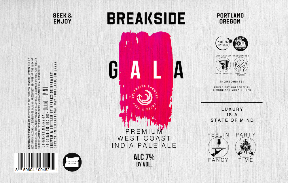 TABC label artwork for Breakside GALA West Coast IPA
