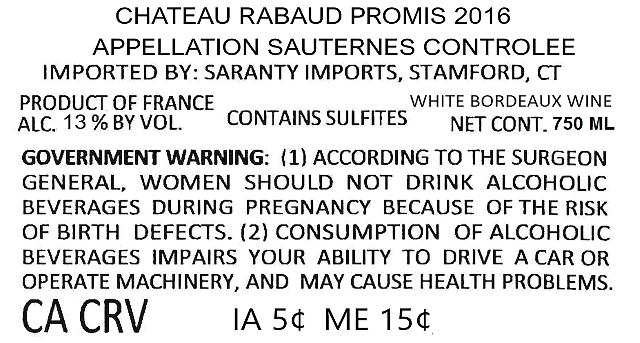 TABC label artwork for Chateau Rabaud Promis Sauternes