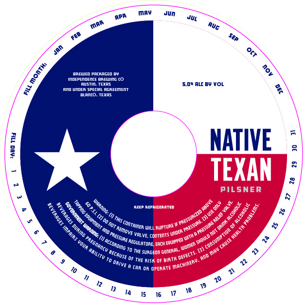 TABC label artwork for Native Texan