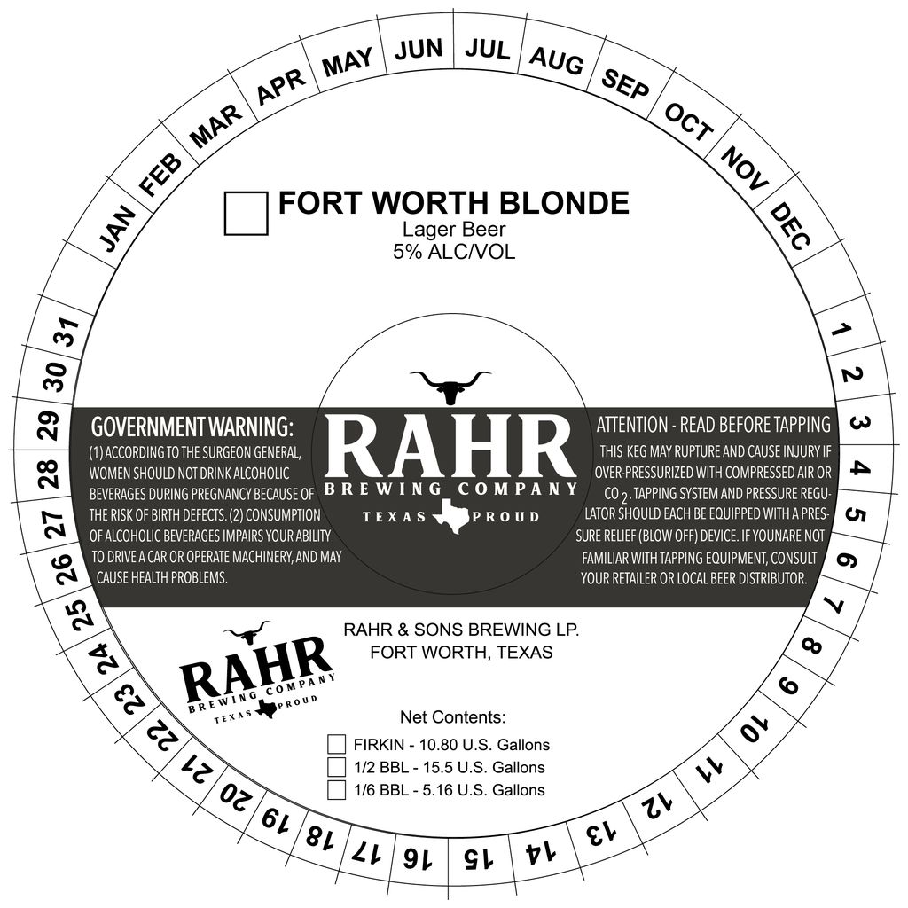 TABC label artwork for Fort Worth Blonde