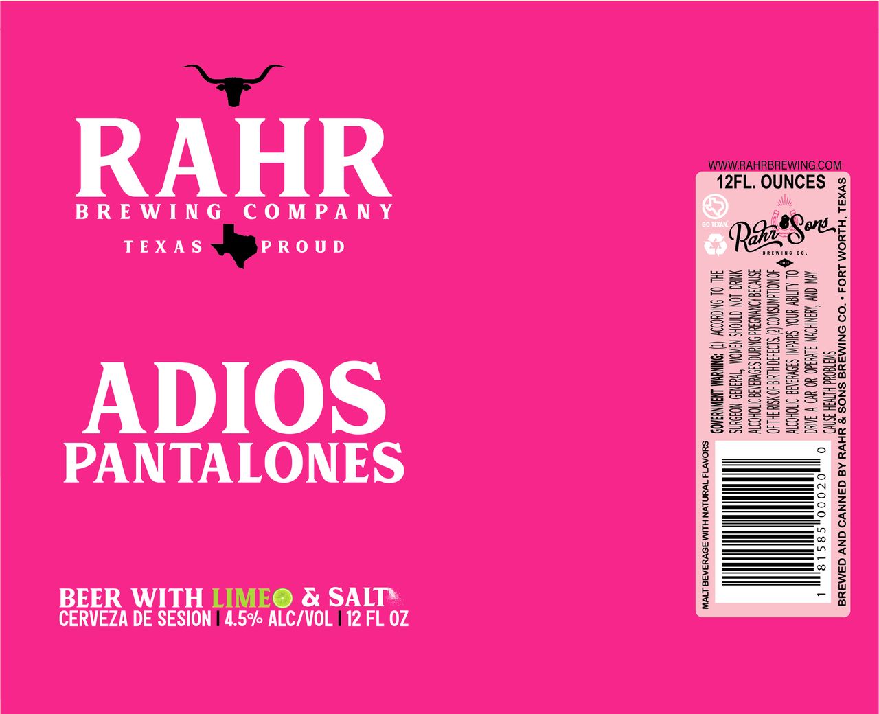 TABC label artwork for Adios Pantalones