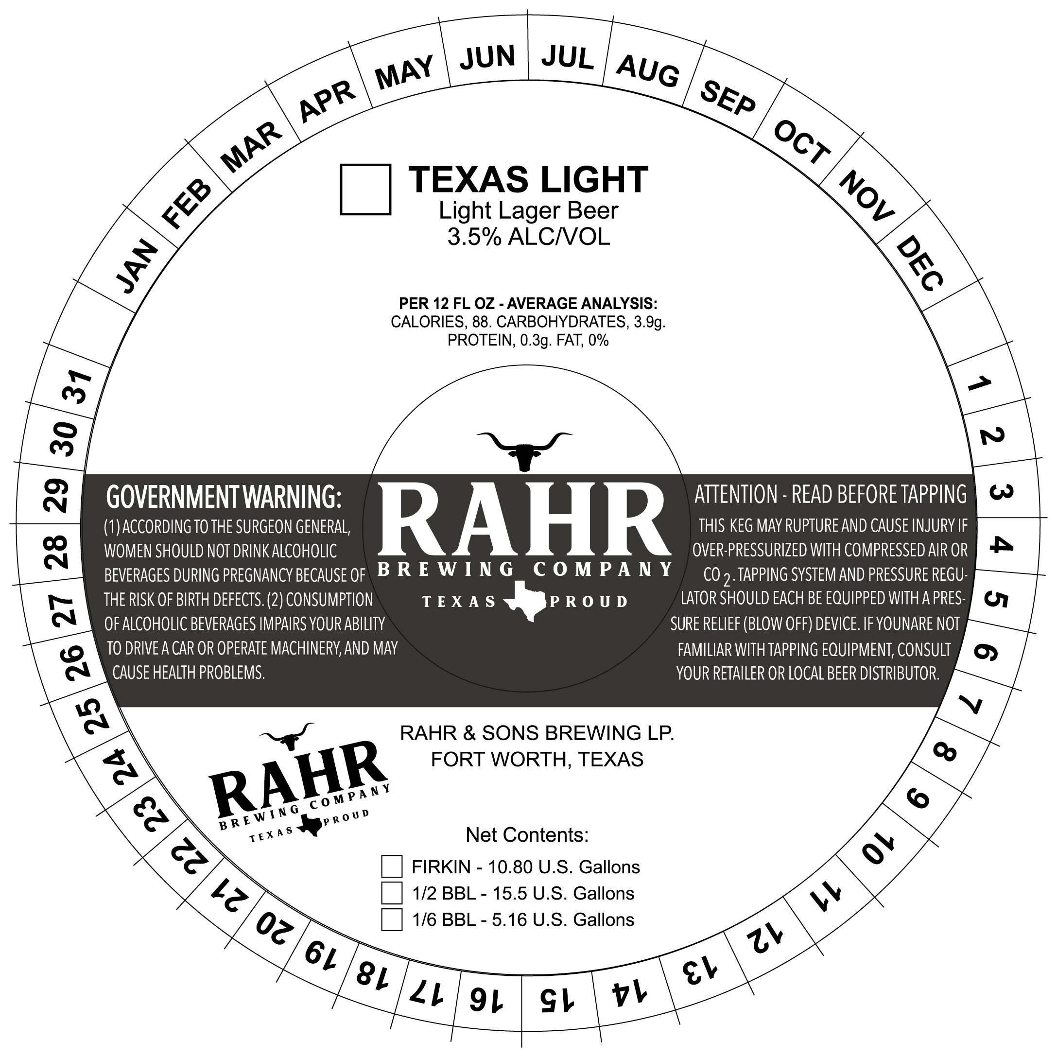 TABC label artwork for Texas Light